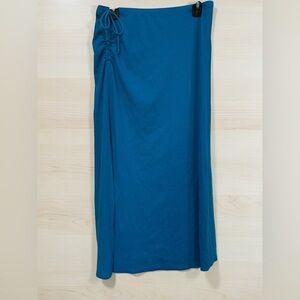 aerie Teal Maxi Skirt with Side Ruched Drawstring